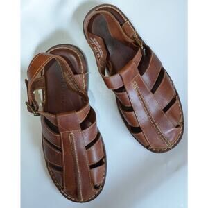 Leather T Strap Fisherman Sandals Closed Toe Size 8.5 M